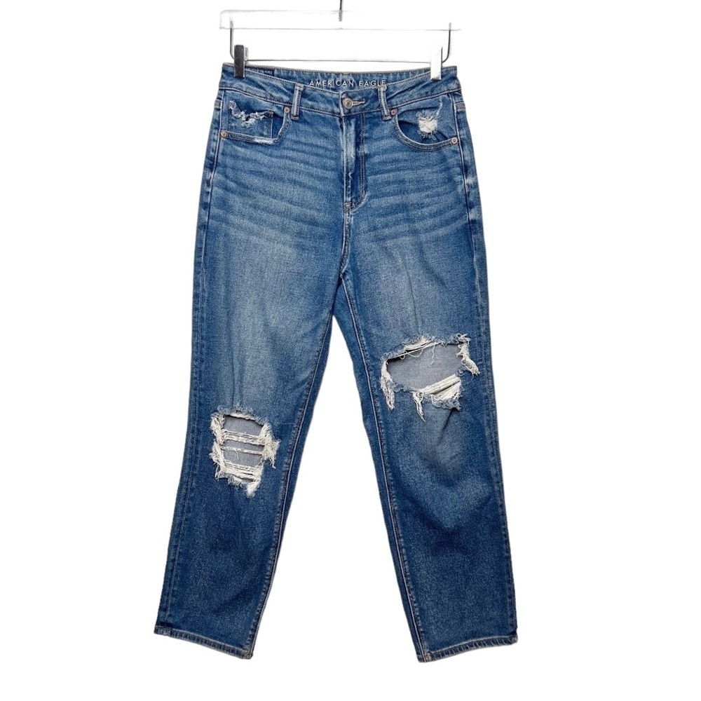 American Eagle Mom Straight High Rise Distressed Women’s Jeans Sz 8